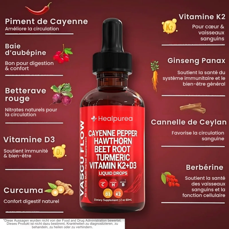 Healpurea™ Élixir Circulation & Cœur – Formule Liquide Active